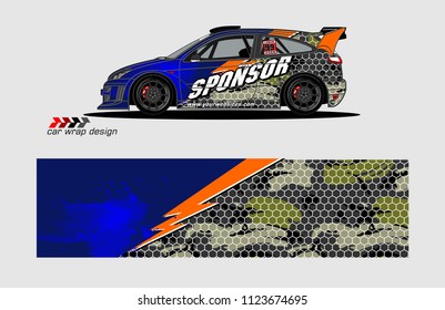rally car decal design vector. abstract background for vehicle vinyl wrap
