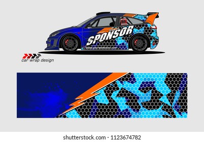 rally car decal design vector. abstract background for vehicle vinyl wrap
