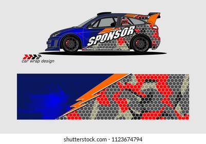 rally car decal design vector. abstract background for vehicle vinyl wrap
