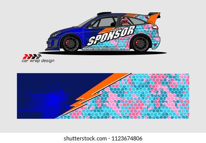 rally car decal design vector. abstract background for vehicle vinyl wrap
