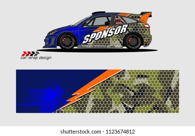 rally car decal design vector. abstract background for vehicle vinyl wrap
