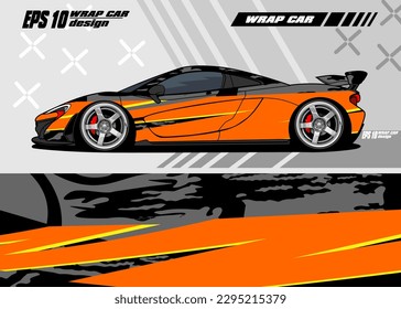 Rally car decal graphic wrap vector abstract background premium orange black