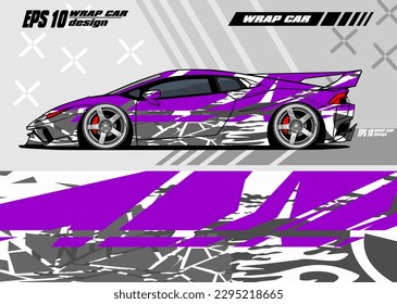 Rally car decal graphic wrap vector abstract background premium purple gray