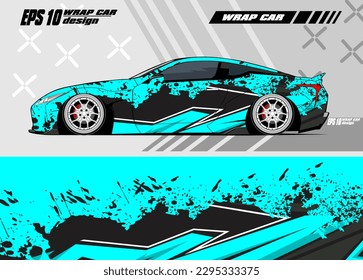 Rally car decal graphic wrap vector abstract background premium vector blue
