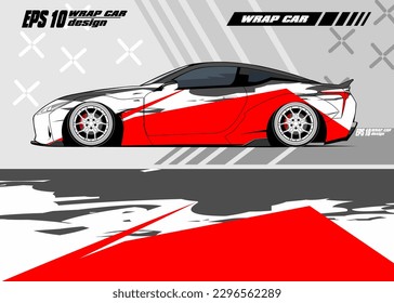 Rally car decal ajuste gráfico vector de fondo abstracto premium rojo blanco