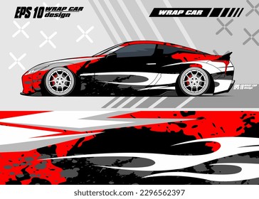 Rally Car decal Grafik Wrap Vektorgrafik abstrakter Hintergrund Premium Rot