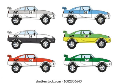 Rally car different color set