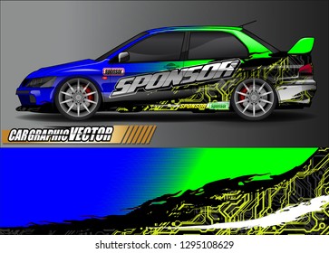 rally car livery design vector. abstract race style background for vehicle vinyl sticker wrap