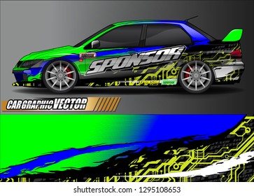 rally car livery design vector. abstract race style background for vehicle vinyl sticker wrap