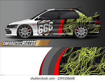 rally car livery design vector. abstract race style background for vehicle vinyl sticker wrap