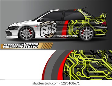 rally car livery design vector. abstract race style background for vehicle vinyl sticker wrap