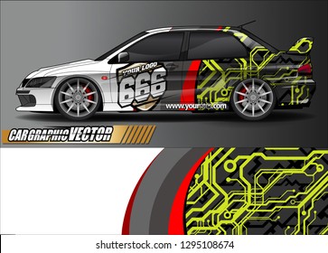 rally car livery design vector. abstract race style background for vehicle vinyl sticker wrap