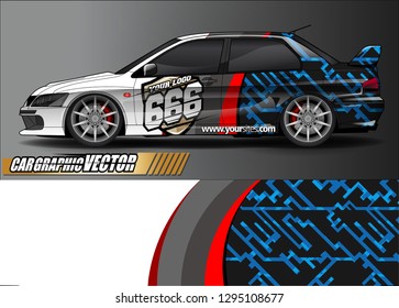 rally car livery design vector. abstract race style background for vehicle vinyl sticker wrap
