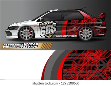rally car livery design vector. abstract race style background for vehicle vinyl sticker wrap