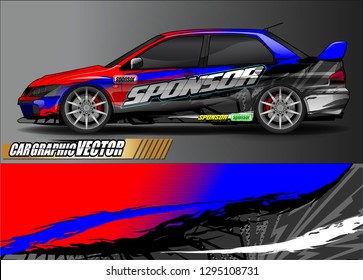 rally car livery design vector. abstract race style background for vehicle vinyl sticker wrap