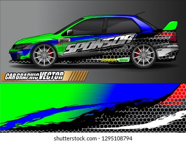 rally car livery design vector. abstract race style background for vehicle vinyl sticker wrap