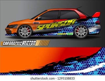 rally car livery design vector. abstract race style background for vehicle vinyl sticker wrap