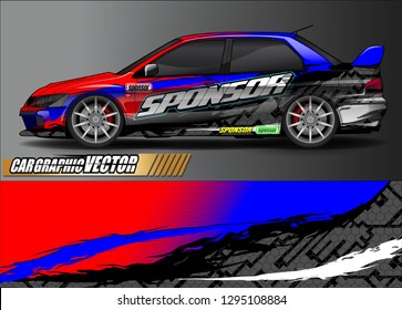 rally car livery design vector. abstract race style background for vehicle vinyl sticker wrap