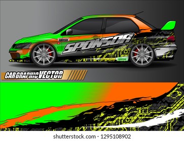 rally car livery design vector. abstract race style background for vehicle vinyl sticker wrap