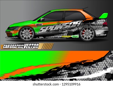 rally car livery design vector. abstract race style background for vehicle vinyl sticker wrap