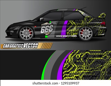 rally car livery design vector. abstract race style background for vehicle vinyl sticker wrap