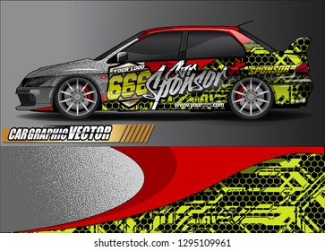 rally car livery design vector. abstract race style background for vehicle vinyl sticker wrap