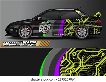 rally car livery design vector. abstract race style background for vehicle vinyl sticker wrap