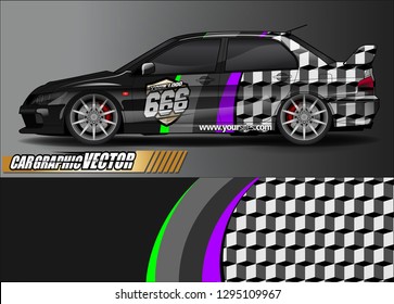 rally car livery design vector. abstract race style background for vehicle vinyl sticker wrap
