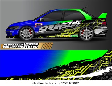rally car livery design vector. abstract race style background for vehicle vinyl sticker wrap