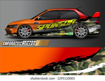 rally car livery design vector. abstract race style background for vehicle vinyl sticker wrap