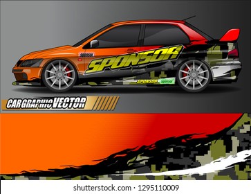 rally car livery design vector. abstract race style background for vehicle vinyl sticker wrap