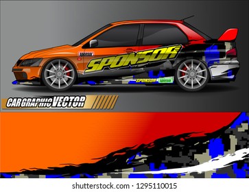 rally car livery design vector. abstract race style background for vehicle vinyl sticker wrap