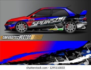 rally car livery design vector. abstract race style background for vehicle vinyl sticker wrap