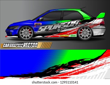 rally car livery design vector. abstract race style background for vehicle vinyl sticker wrap