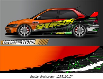 rally car livery design vector. abstract race style background for vehicle vinyl sticker wrap