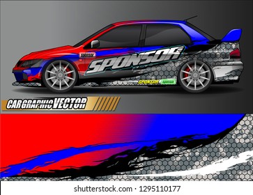 rally car livery design vector. abstract race style background for vehicle vinyl sticker wrap