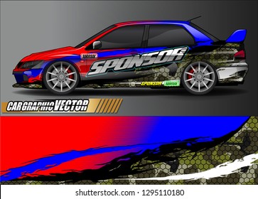 rally car livery design vector. abstract race style background for vehicle vinyl sticker wrap