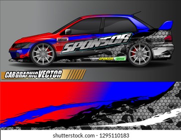 rally car livery design vector. abstract race style background for vehicle vinyl sticker wrap