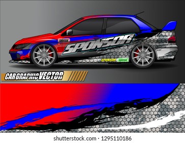 rally car livery design vector. abstract race style background for vehicle vinyl sticker wrap
