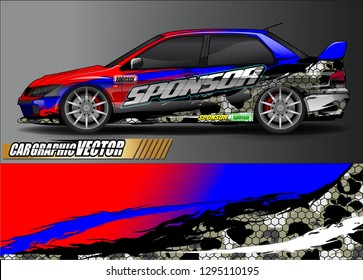 rally car livery design vector. abstract race style background for vehicle vinyl sticker wrap