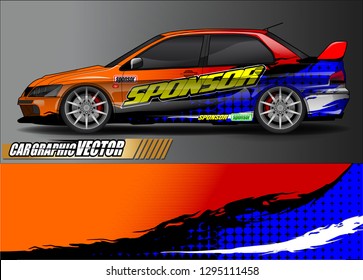 rally car livery design vector. abstract race style background for vehicle vinyl sticker wrap