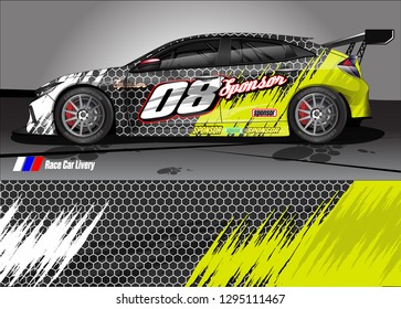 rally car livery design vector. abstract race style background for vehicle vinyl sticker wrap