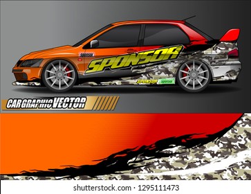 rally car livery design vector. abstract race style background for vehicle vinyl sticker wrap