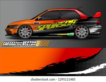 rally car livery design vector. abstract race style background for vehicle vinyl sticker wrap