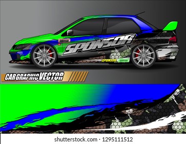 rally car livery design vector. abstract race style background for vehicle vinyl sticker wrap
