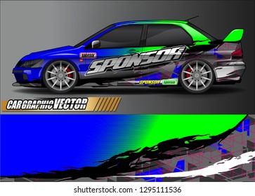 rally car livery design vector. abstract race style background for vehicle vinyl sticker wrap
