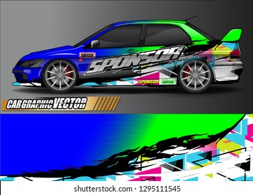 rally car livery design vector. abstract race style background for vehicle vinyl sticker wrap
