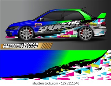 rally car livery design vector. abstract race style background for vehicle vinyl sticker wrap