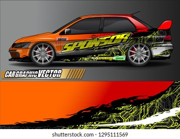 rally car livery design vector. abstract race style background for vehicle vinyl sticker wrap