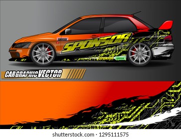 rally car livery design vector. abstract race style background for vehicle vinyl sticker wrap
